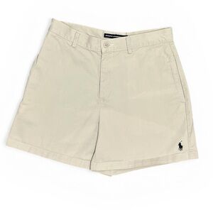 Ralph Lauren Sport Khaki Chino Shorts Womens Size 4 Embroidered Polo Logo 90s